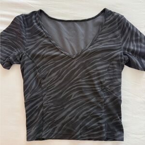 lululemon athletica Black Zebra Print V-Neck Tee